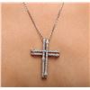Image 2 : 14KT White Gold 0.93ctw Diamond Cross Pendant With Chain