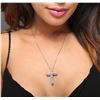 Image 5 : 14KT White Gold 0.93ctw Diamond Cross Pendant With Chain
