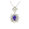 Image 4 : 14KT White Gold 3.64ctw Tanzanite and Diamond Pendant With Chain