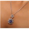 Image 5 : 14KT White Gold 3.64ctw Tanzanite and Diamond Pendant With Chain
