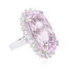 Image 4 : 14KT White Gold 20.23ct Kunzite and Diamond Ring