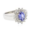 Image 2 : 14KT White Gold 0.83ct Tanzanite and Diamond Ring