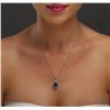 Image 2 : 18KT White Gold 6.53ct Tanzanite and Diamond Pendant With Chain