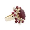 Image 4 : 14KT Yellow Gold 10.52ctw Ruby and Diamond Ring
