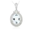 Image 4 : 14KT White Gold 17.88ct Aquamarine and Diamond Pendant With Chain