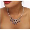 Image 2 : 14KT White Gold 12.04ctw Sapphire and Diamond Necklace