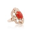 Image 4 : 14KT Rose Gold 3.17ct Coral and Diamond Ring