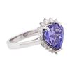 Image 2 : 14KT White Gold 4.08ct Tanzanite and Diamond Ring