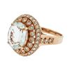 Image 4 : 14KT Rose Gold 4.00ct Aquamarine and Diamond Ring