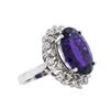 Image 4 : 14KT White Gold 11.02ct Amethyst and Diamond Ring