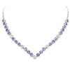 Image 3 : 14KT White Gold 15.40ctw Tanzanite and Diamond Necklace