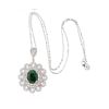 Image 3 : 14KT White Gold 4.68ct Emerald and Diamond Pendant With Chain