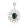 Image 4 : 14KT White Gold 4.68ct Emerald and Diamond Pendant With Chain