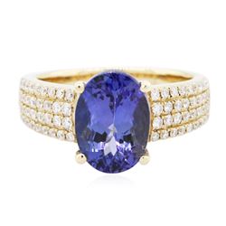 14KT Yellow Gold 3.75ct Tanzanite and Diamond Ring