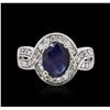 Image 3 : 14KT White Gold 1.73ct Sapphire and Diamond Ring