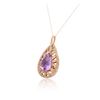 Image 7 : 14KT Rose Gold 9.99ct Amethyst and Diamond Pendant With Chain