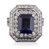 Image 3 : 14KT White Gold 4.44ct Sapphire and Diamond Ring