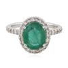 Image 3 : 14KT White Gold 2.00ct Emerald and Diamond Ring
