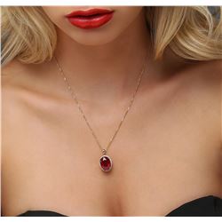 14KT Yellow Gold 14.42ct Ruby and Diamond Pendant With Chain