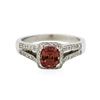 Image 3 : 14KT White Gold 1.56ct Orange Sapphire and Diamond Ring