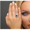 Image 1 : 14KT White Gold 2.72ct Sapphire and Diamond Ring