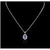 Image 3 : 14KT White Gold 3.53ct Tanzanite and Diamond Pendant With Chain