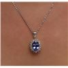 Image 6 : 14KT White Gold 3.53ct Tanzanite and Diamond Pendant With Chain