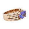 Image 4 : 14KT Rose Gold 3.82ct Tanzanite and Diamond Ring