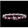 Image 4 : 14KT White Gold 18.15ctw Ruby and Diamond Bracelet