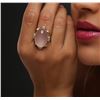 Image 6 : 10KT Yellow Gold 29.34ct Rose Quartz and Diamond Ring