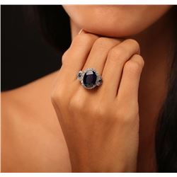 14KT White Gold 5.04ctw Sapphire and Diamond Ring