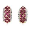 Image 3 : 14KT Yellow Gold 4.16ctw Ruby and Diamond Earrings