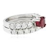 Image 4 : 14KT White Gold 1.62ct Ruby and Diamond Wedding Set