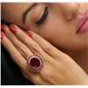 Image 6 : 14KT Yellow Gold 14.11ctw Ruby and Diamond Ring