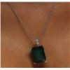 Image 5 : 14KT White Gold 18.73ct Emerald and Diamond Pendant With Chain
