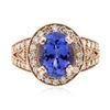 Image 3 : 14KT Rose Gold 3.80ct Tanzanite and Diamond Ring