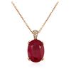 Image 4 : 14KT Rose Gold 8.12ct Ruby and Diamond Pendant With Chain