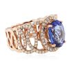 Image 4 : 14KT Rose Gold 3.74ct Tanzanite and Diamond Ring