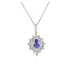 Image 4 : 14KT White Gold 2.28ct Tanzanite and Diamond Pendant With Chain