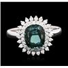 Image 3 : 14KT White Gold 3.16ct Green Tourmaline and Diamond Ring