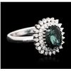 Image 4 : 14KT White Gold 3.16ct Green Tourmaline and Diamond Ring