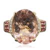 Image 3 : 14KT Yellow Gold 8.24ct Morganite, Pink Sapphire and Diamond Ring