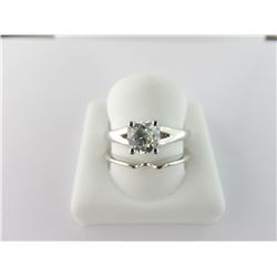 133-17036:18K white gold diamond engagement ring;.