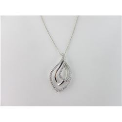 186-17647:14K white gold diamond pendant and chain