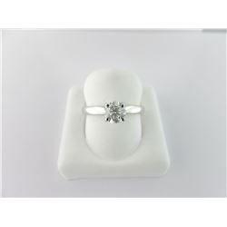 105-11159:14K white gold diamond solitaire ring