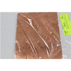 SHEET OF TWELVE PURE COPPER 1oz BARS