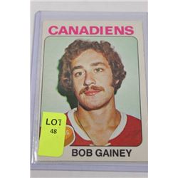 1975 BOB GAINEY 2ND HOCKEY CARD