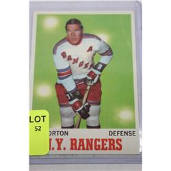 1970 TIM HORTON HOCKEY CARD