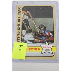 1972 KEN DRYDEN HOCKEY CARD