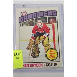 1976 KEN DRYDEN HOCKEY CARD